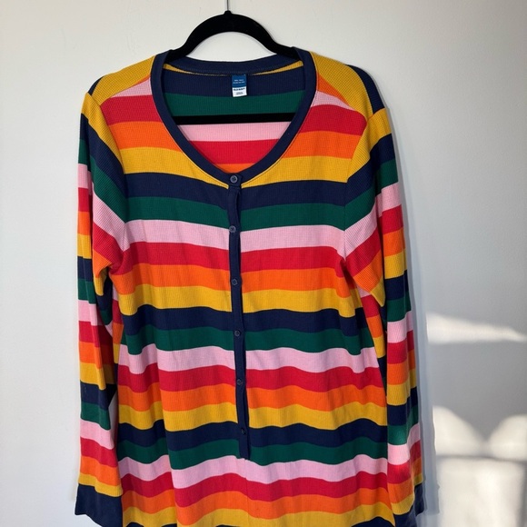 Old Navy Colorful Rainbow Striped Button-Up Onesie Size XXL Tall - Picture 1 of 11